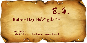 Boberity Hágár névjegykártya